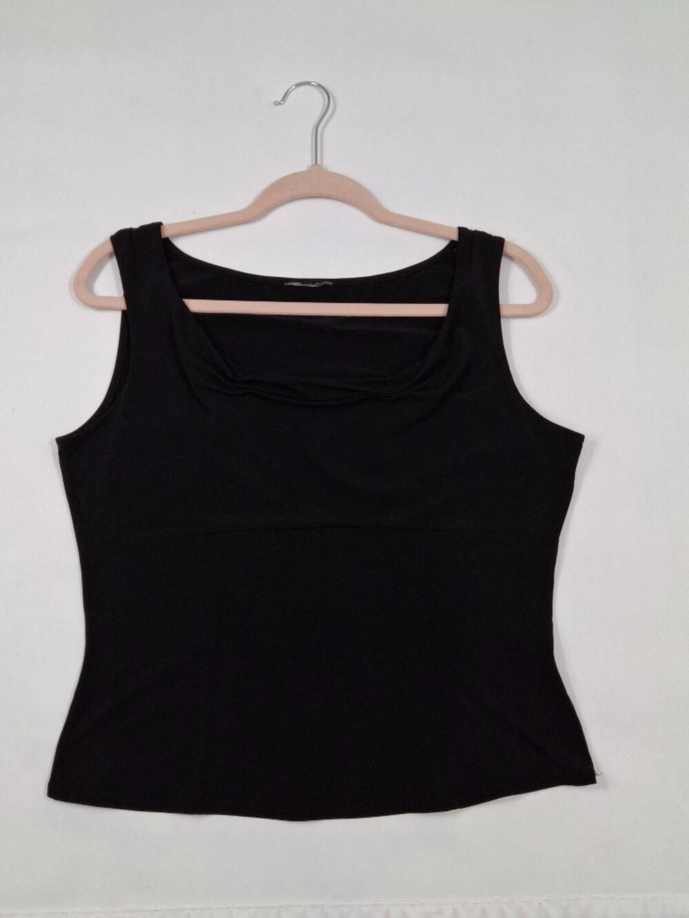 Womens Plus Sz 16 Black Cowl Neck Sleeveless Corset Sryle Tank Top Cropped Strch